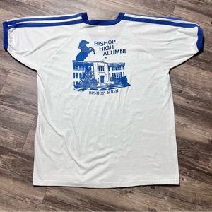 Vintage 1983 Bantam Bishop Union High Broncos Baseball Shirt Sz XL Velvet Print